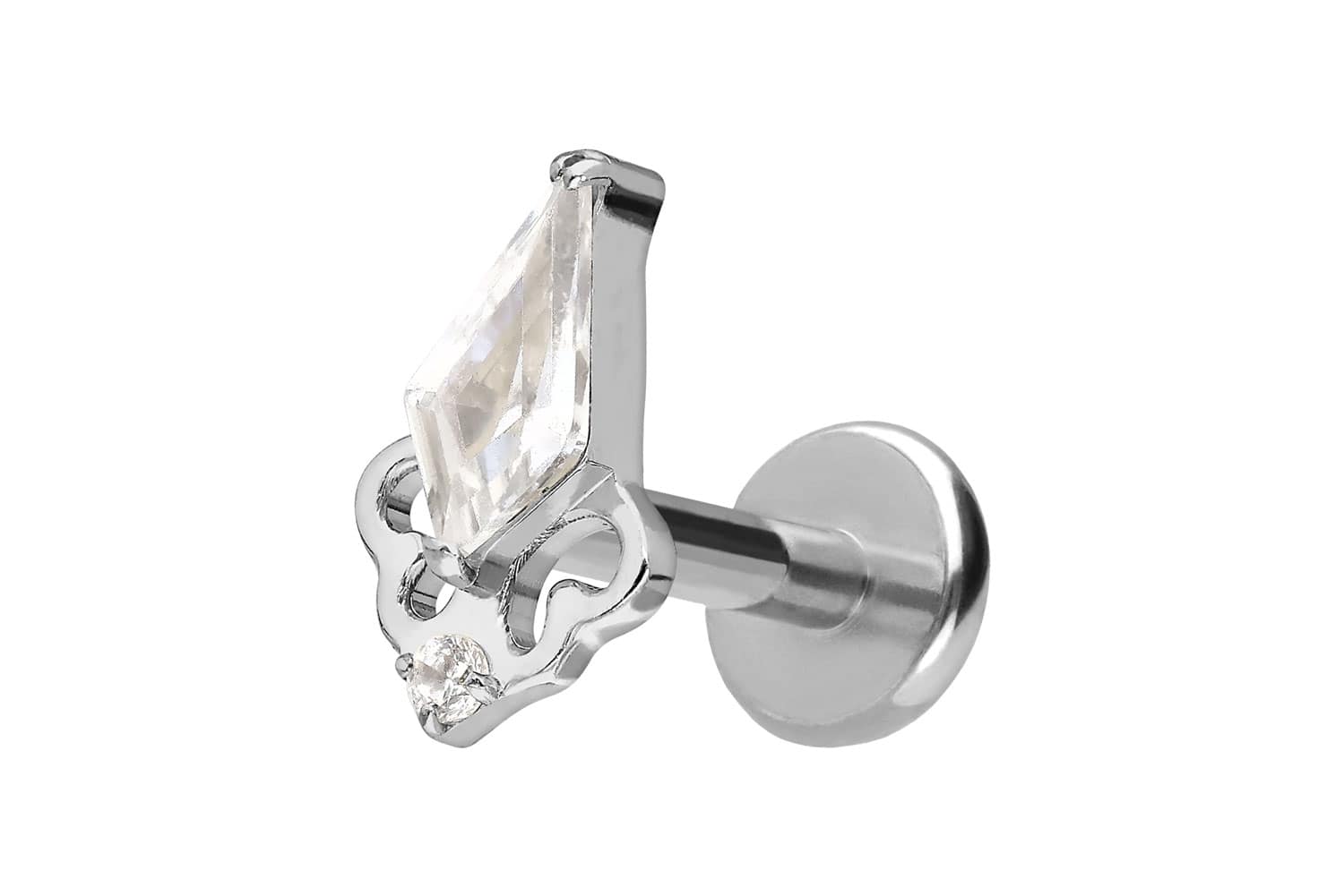 Titan Labret Piercing mit Push Fit KRISTALLSCHILD